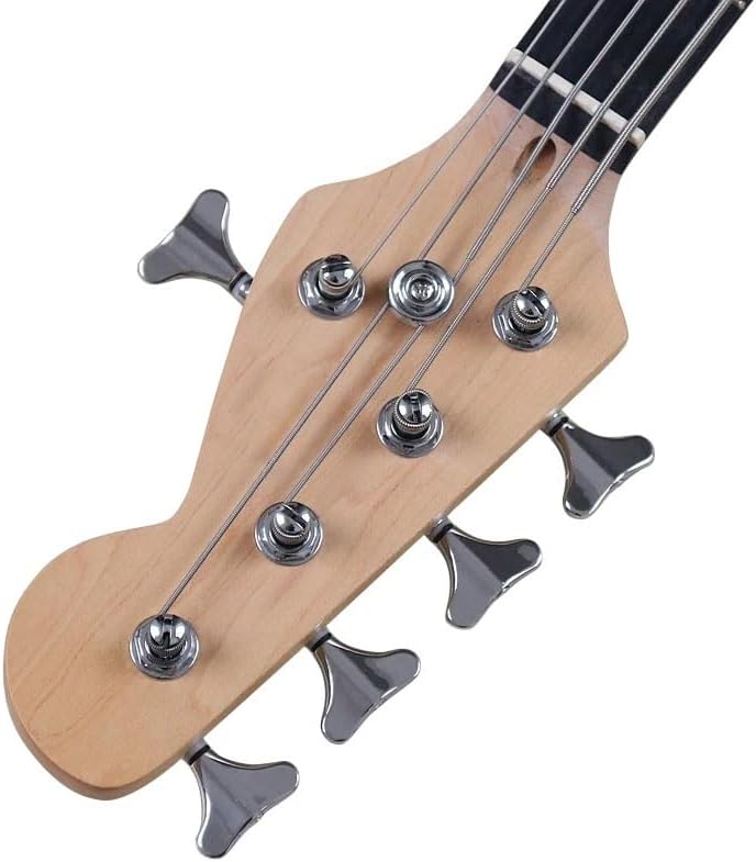 5-String Electric Bass Guitar, 43-Inch Full Size,Canada Maple Neck, 21-Fret Technical Wood Fretboard
