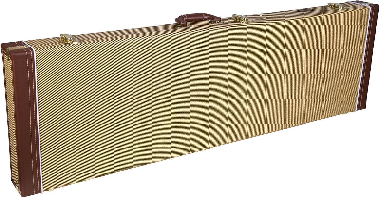 Crossrock Wood Case Fits Electric Bass Guitars-Vinyl Tweed (CRW620BTW)