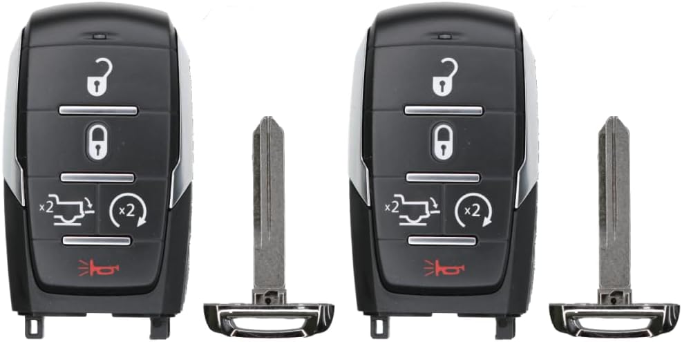 Replcament Smart Key Fob for RAM 1500 Big Horn Laramie Laramie Longhorn Limited Lone Star Rebel Tradesman 2022 FCC OHT-4882056 OHT4882056 Part Number 68584154 68584154AA Pack of 2