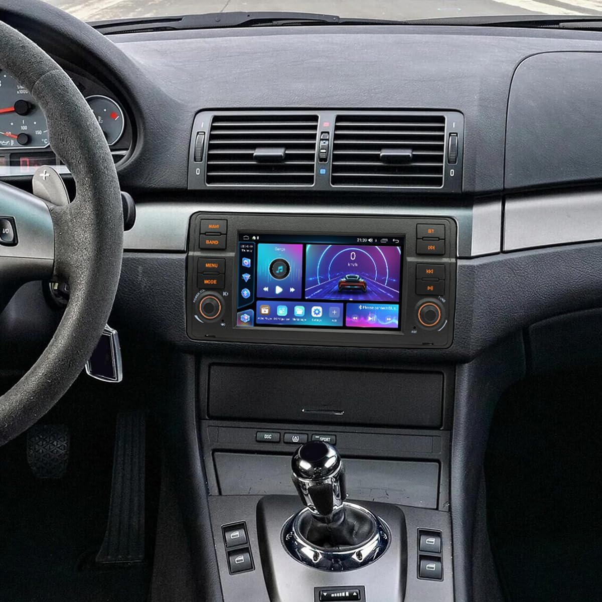 Car Stereo 2-Din Digital Media Receiver for BMW E46 1998-2006, Car Audio Receivers with CarPlay Android Auto 7