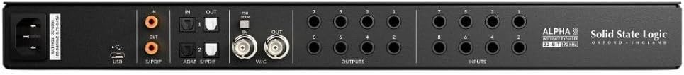 Solid State Logic Alpha 8 High-Performance 8 x 8 AD and DA Converter with Analogue, ADAT, and USB I and O (Black)