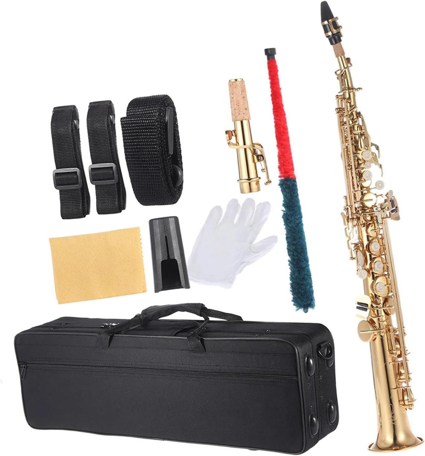 Professional Saxophone Instrument For Beginners Brass Straight Soprano Saxophone Bb Woodwind Instrument With Carrying Bag And Gloves
