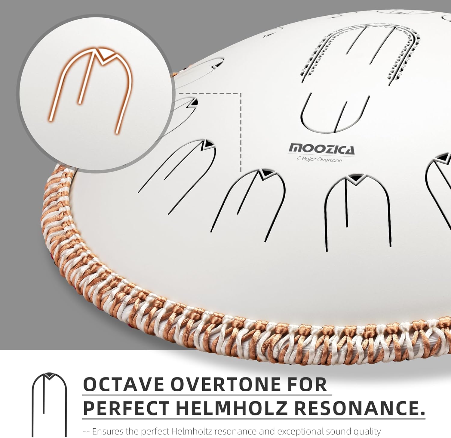 MOOZICA 15 Inch Steel Handpan Tongue Drum - 15 Notes in C Major 432hz Tongue Drum with Octave Overtone Design - Professional Percussion Instrument with Carrying Bag