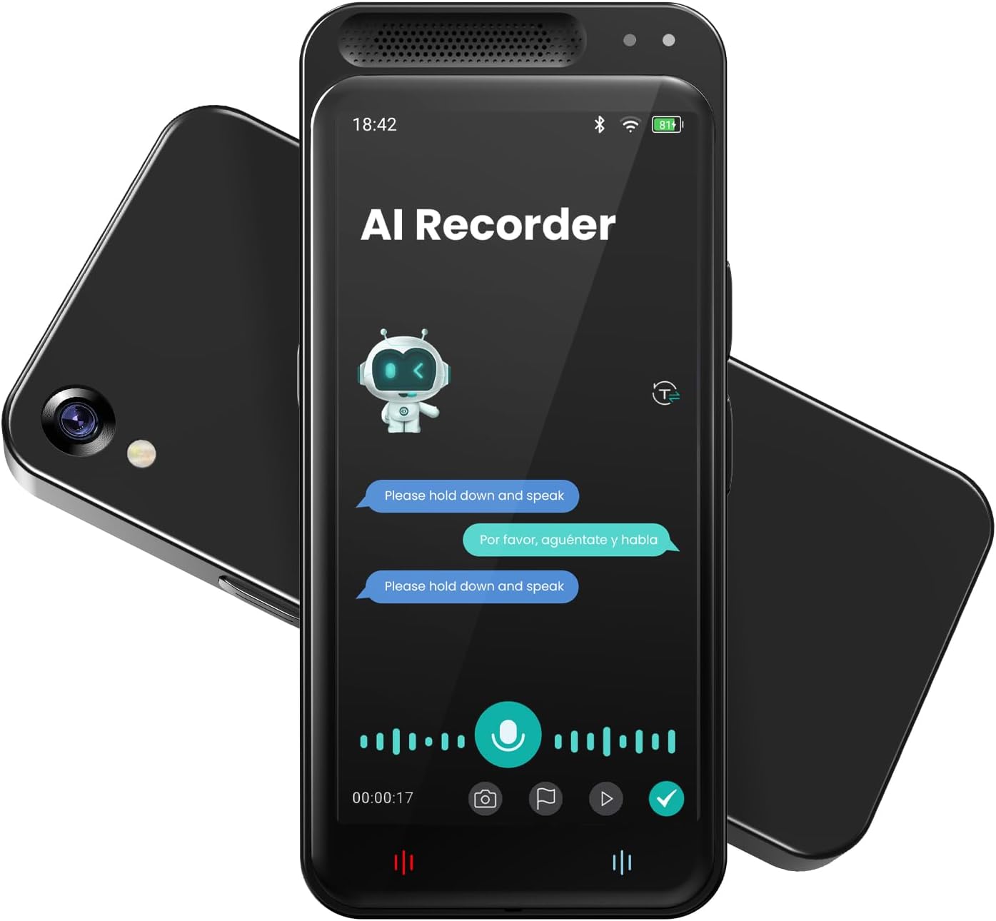 AI Voice Recorder, Digital Voice Recorder with Complimentary Transcription & Summarize & Translation, 80GB Voice to Text Recorder and Transcriber, Support 134 Languages, AI Recorder for Lectures