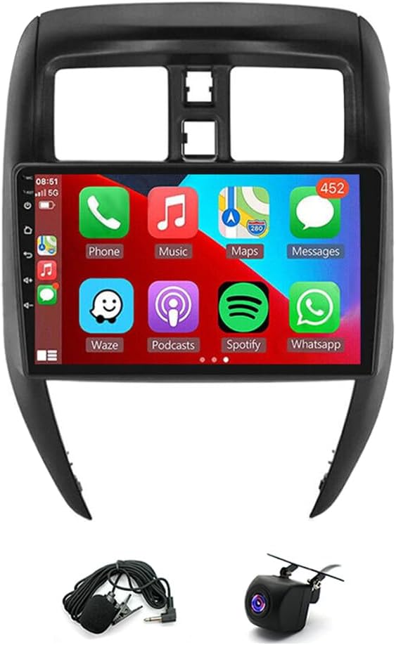 2+32G 10In Car Stereo for Nissan Versa Sedan 2015-2019 2018 2017 2016 w/GPS Navigation with Carplay w/Android Auto Double Din Touchscreen Car Radio Receiver Backup Camera