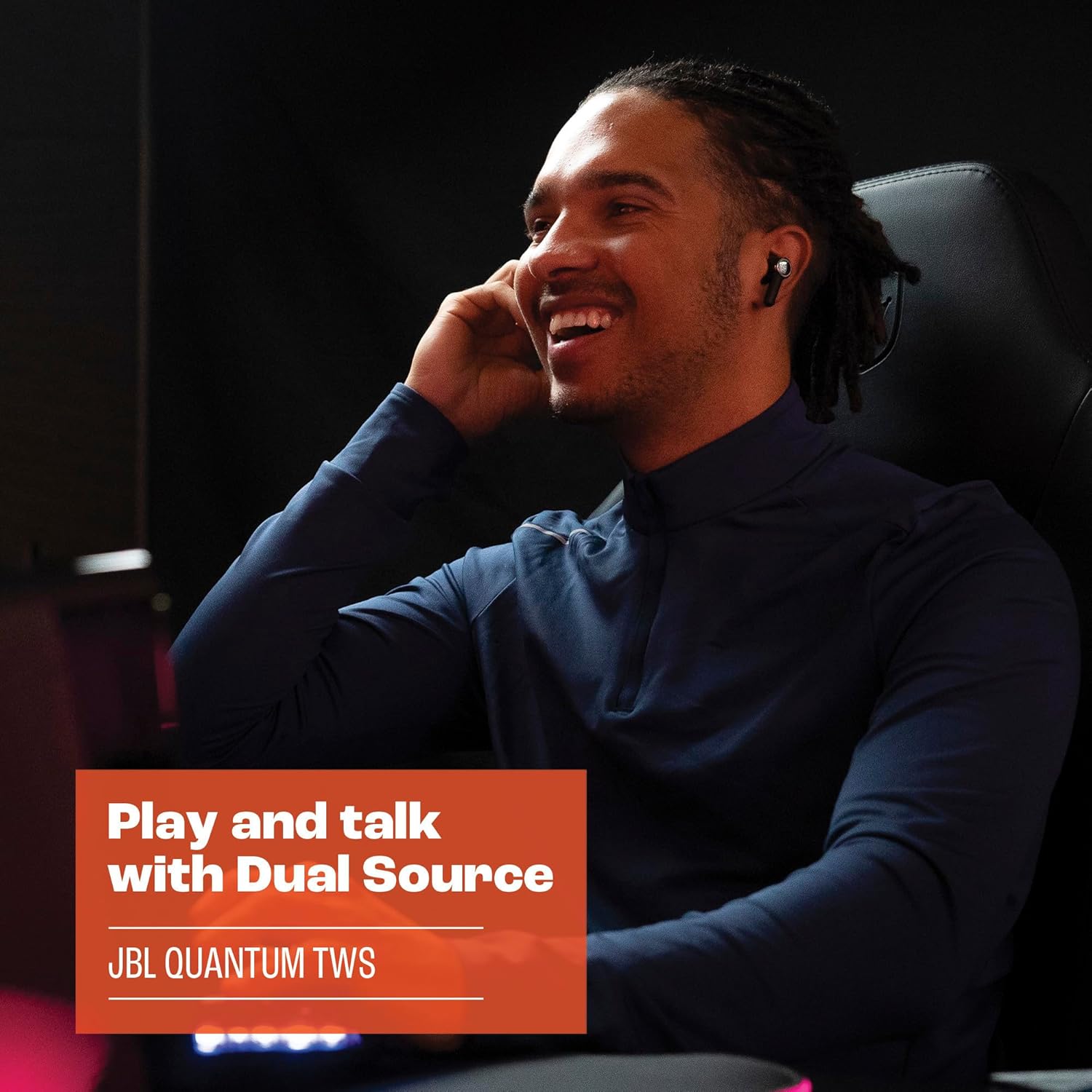 JBL Quantum TWS - True Wireless Noise Cancelling Gaming Earbuds, Fast Pair and JBL Dual Source, 6 beamforming mics, IPX4 Water Resistant, Up to 8hrs Playtime with 16hr of Backup in The case (Black)