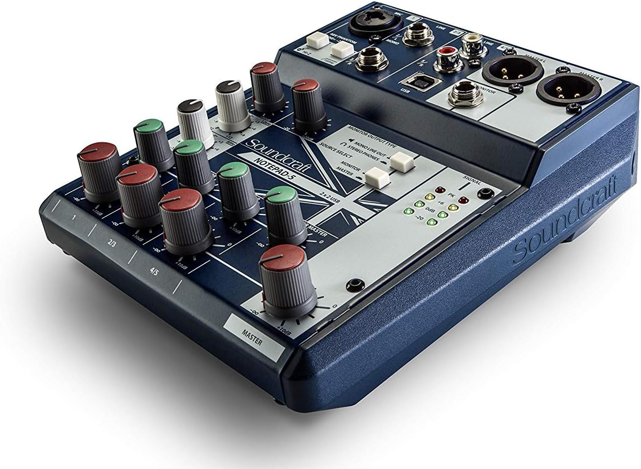Soundcraft Notepad-5 Small-Format Analog Mixing Console with USB I/O, 5-channel mixer (