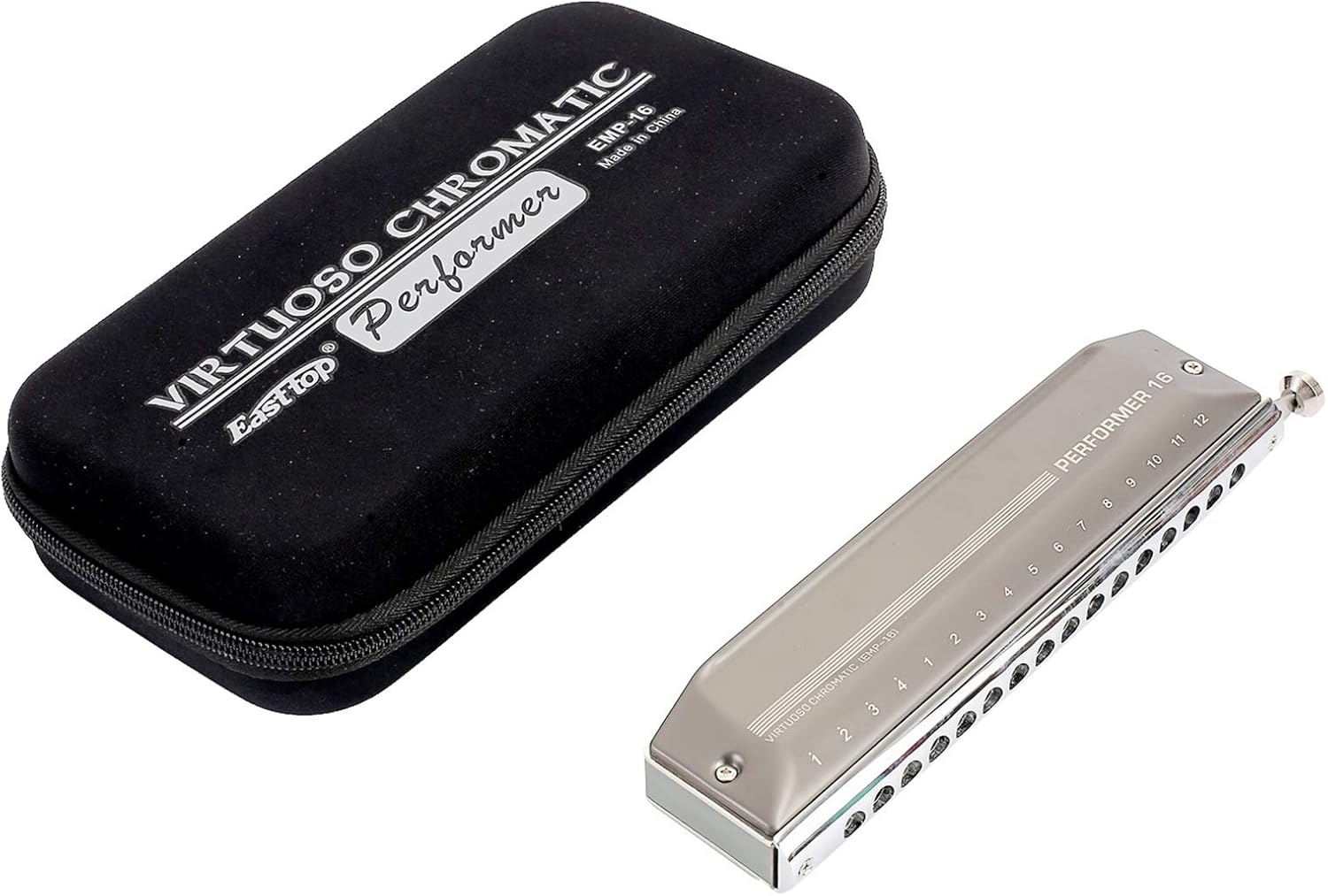 East top Upgrade Chromatic Harmonica 16 Hole 64 Tone Key of C, Aluminum Comb Chromatic Mouth Organ Harmonica For Adults, Students and harmonica lovers