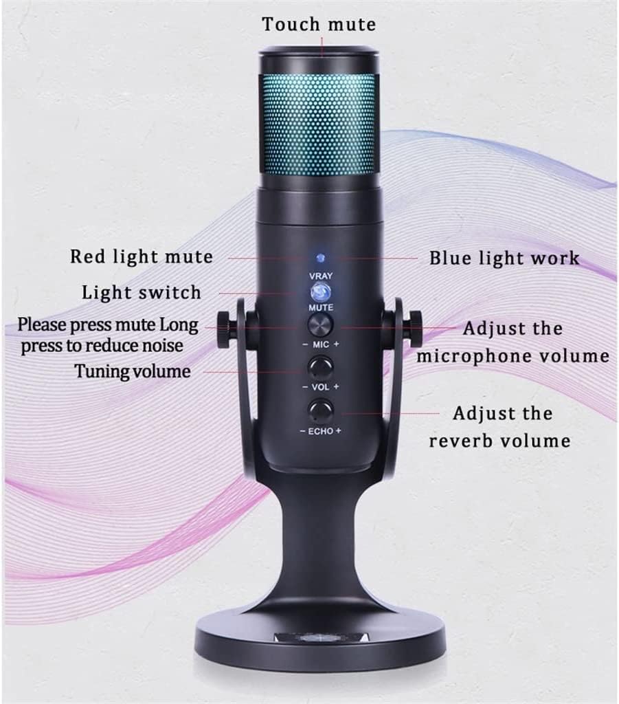 Computer Professional USB Microphone Recording RGB Condenser Microphone with Headset for Game Live Broadcast