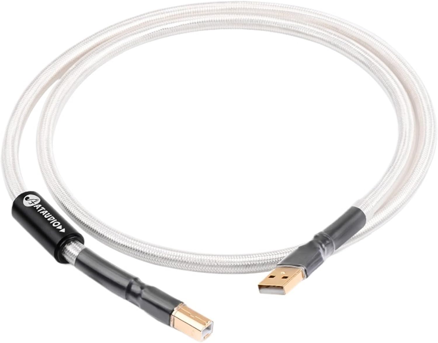 ATAUDIO HiFi USB Audio Cable 7N OCC Silver Type A to Type B Connector Profesional USB Cable for Amplifier Computer(1m)