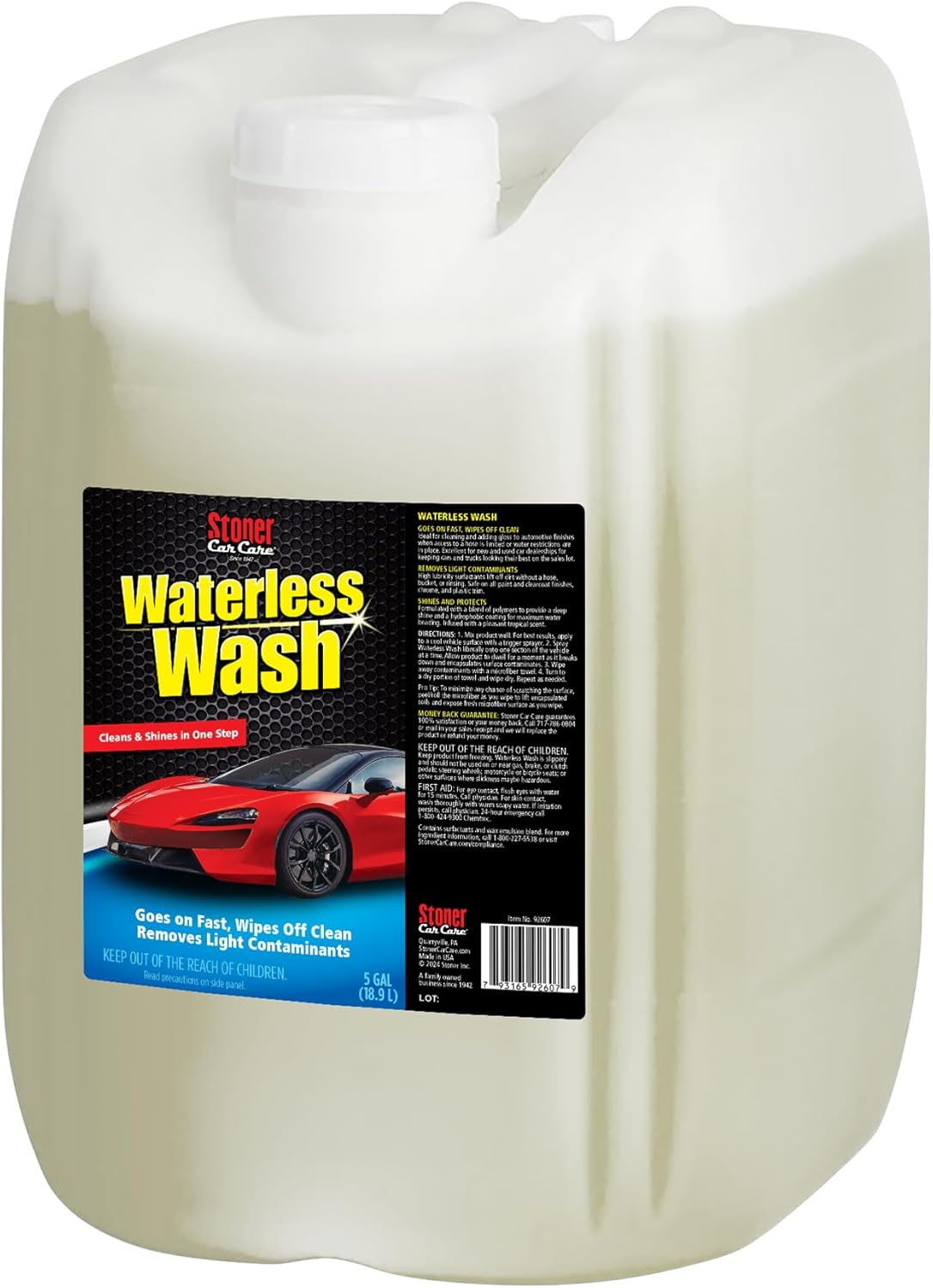 Stoner Car Care 92607 Waterless Car Wash Spray Cleans, Shines, and Protects Just Spray and Wipe for Automotive, Cars, Trucks, Motorcycles, RVs, 5-Gallon
