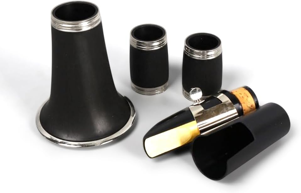 C-Flat Clarinet Silver Nickel Keys Woodwind Band & Orchestra Musical Instruments for Beginners Includes Case& Cleaning Kit Silver keys Orchestra Musical Instruments (01)