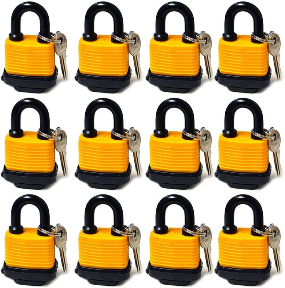 40 Pc Waterproof Padlocks Keyed 30mm Pad Locks Home Security Outdoor Heavy Duty High Strength Home Lock Rubber Sleeve Anti Theft Rust-Proof Locks Suitable for Warehouses Garages Locker Compact