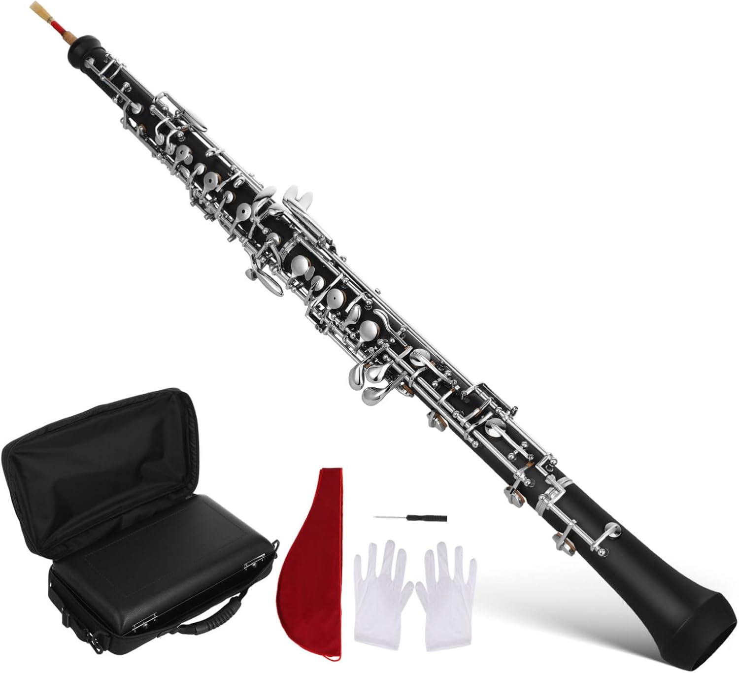 1 Set Oboe Instrument Oboe Reeds Wood Double Reed Semi-automatic 22 Key c Woodwind Instrument for Performance Black Synthetic Wood Gold-plated Buttons