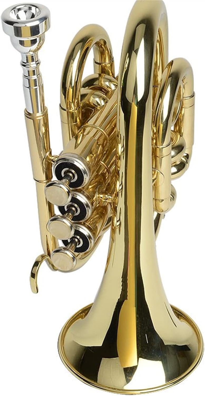Palm Trumpet Trumpet B-Flat Palm Trumpet Pocket Trumpet Mini Trumpet Cornet Three-Key Trumpet Beginner Trumpet