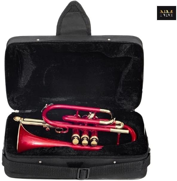 Musical Cornet Trumpet Bb Flat Professional Long Bell Cornet Mouthpiece Instrument For Beginner Student (Red Brass)