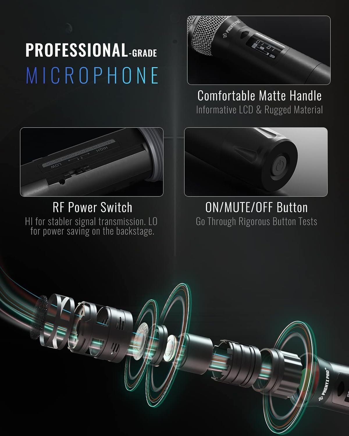 Phenyx Pro True Diversity Wireless Microphone System PTU-1U with Handheld Mic