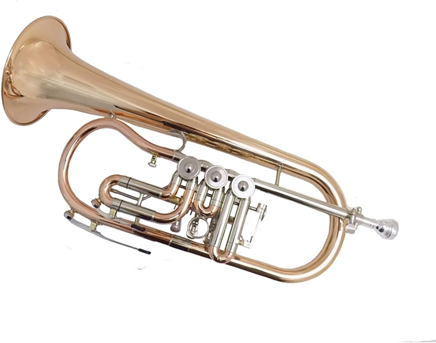FLFL Student Trumpet Bb Thick Tube Cornet Gold Brass with Shell Mouthpiece Horn Thick Tube Cornet Musical Instrument