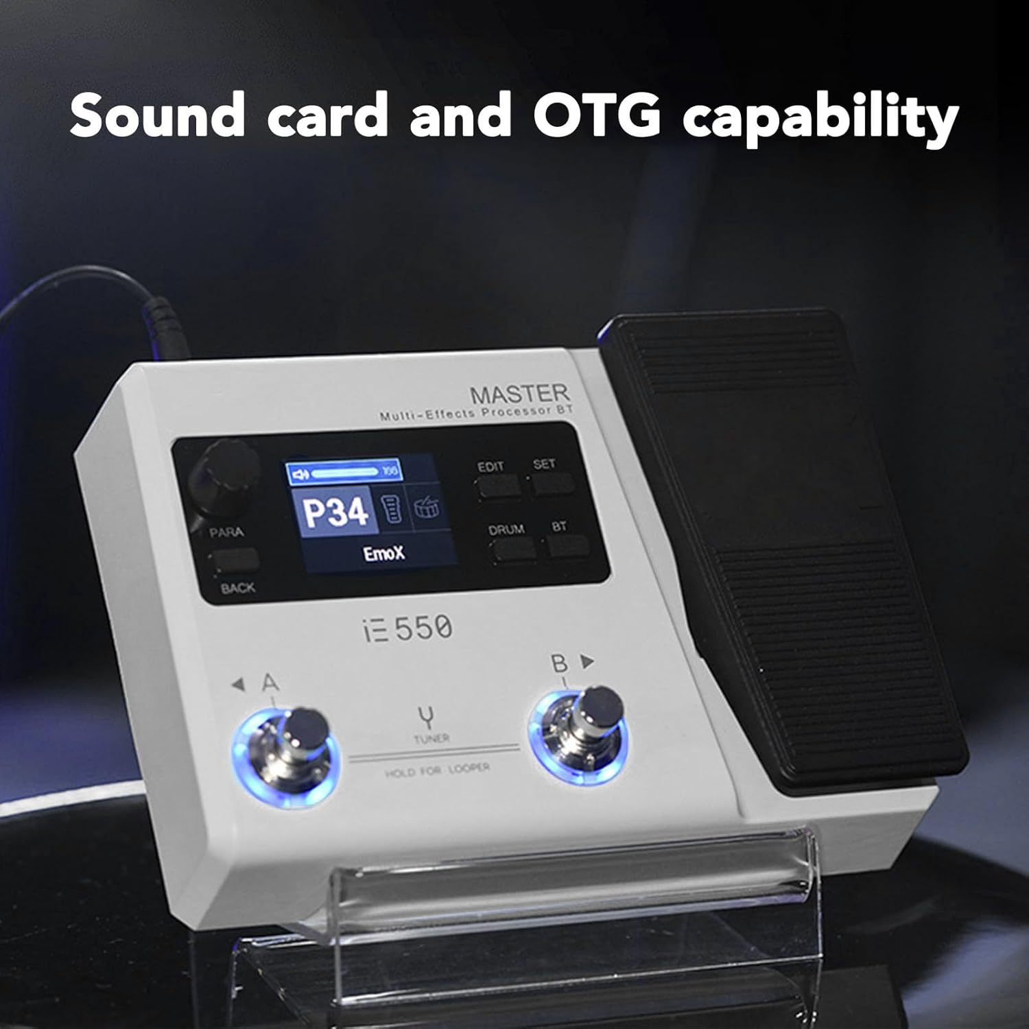 Electric Guitar Effects Processor Pedal with 8 Modules and 100 Drum Rhythms App Power for Digital Sound Interface (US Plug)