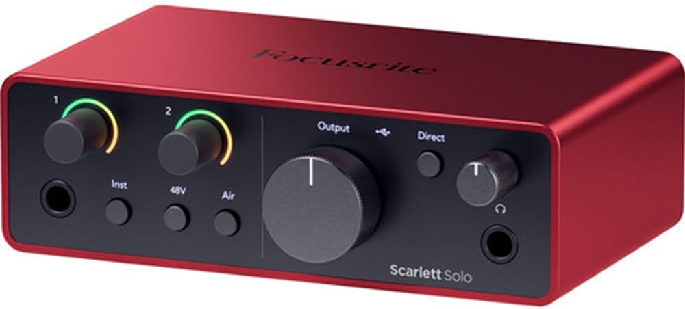 Focusrite Scarlett Solo USB-C Audio Interface (4th Gen) Bundle with Polsen HPC-A30 Studio Monitor Headphones, Pop Filter and XLR- XLR Cable