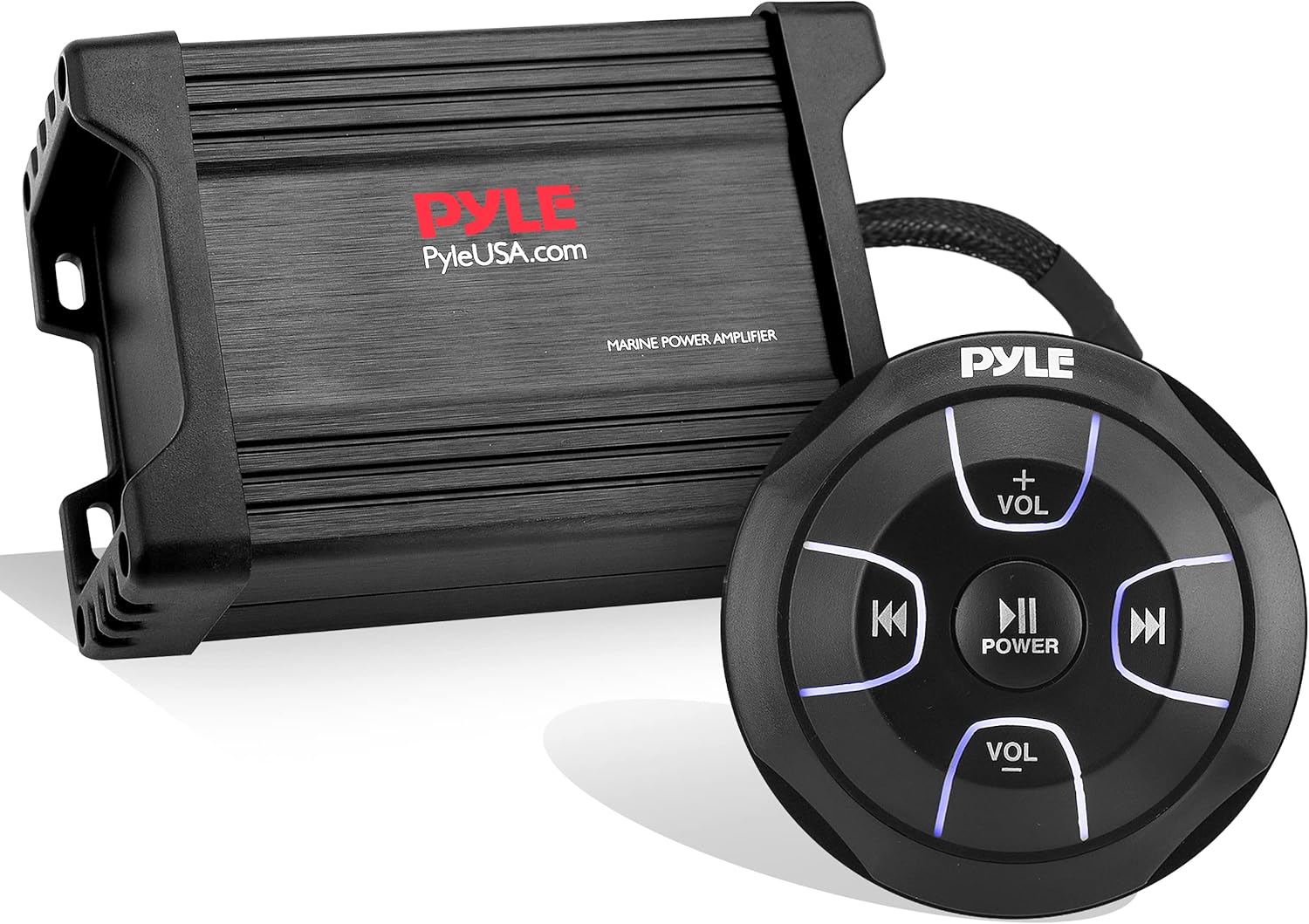 Pyle Waterproof Bluetooth Marine Amplifier Receiver - Weatherproof 2 Channel Wireless Amp for Stereo Speaker with 600 Watt Power, Wired RCA, AUX and MP3 Audio Input Cable - (Black)