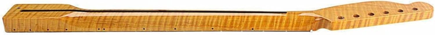 21 Fret Tiger Flame Maple Guitar Neck for TL Tele Electric Guitar Yellow Glossy Guitar ​Neck Replacement