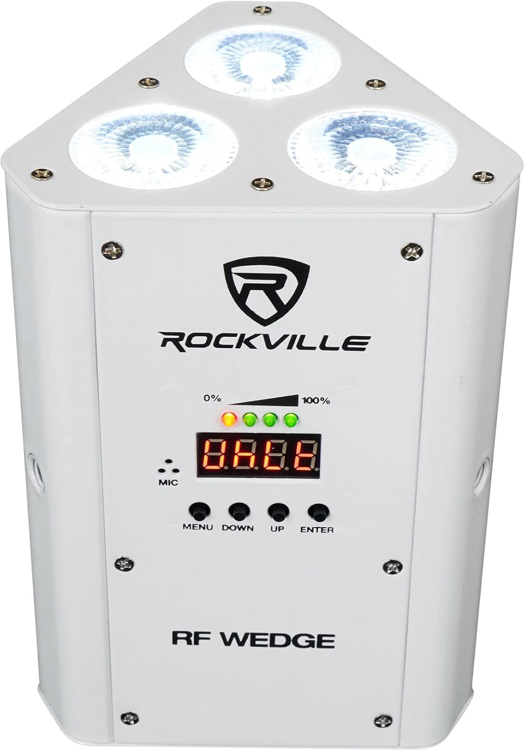 Rockville RF Wedge White 54W RGBWA+UV Battery Wireless DMX DJ Par Uplights with RF Remote, Portable and Customizable Lighting, for Events, 4-Piece
