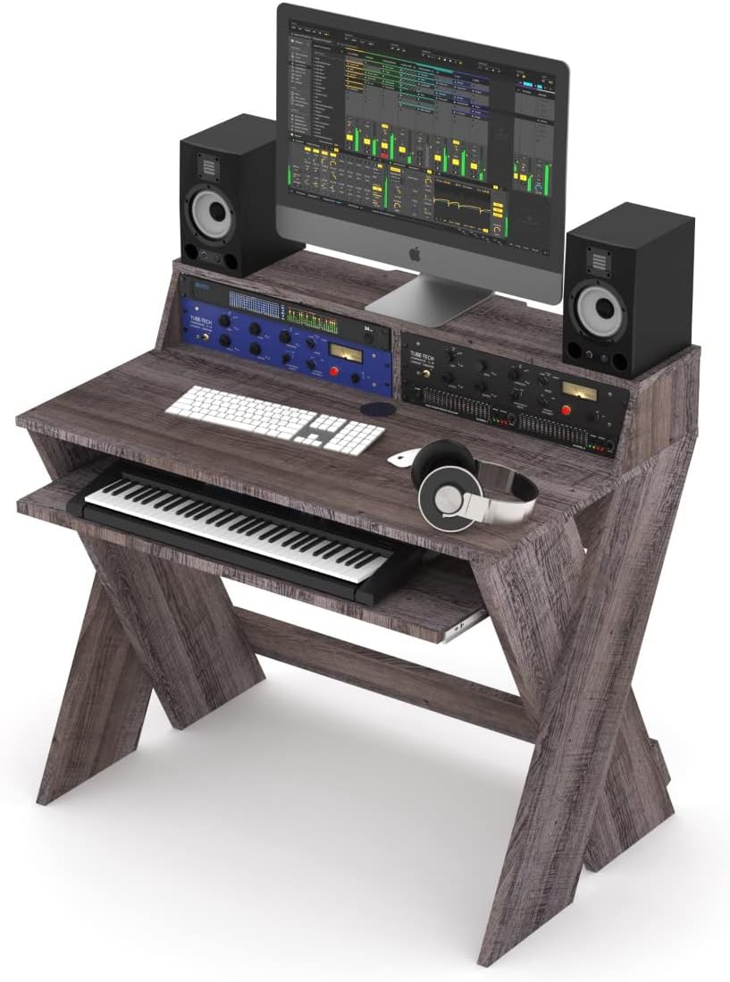 Glorious Sound Desk Compact Professional Studio Workstation with Pull-out Keyboard Compartment (Walnut)