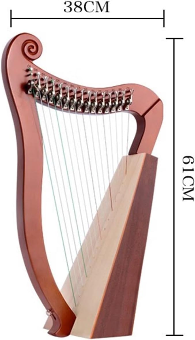 Lyre Harp Set 15-string Harp Portable Small Beginner Instrument With Half-key 15-tone Coffee Color With Accessories