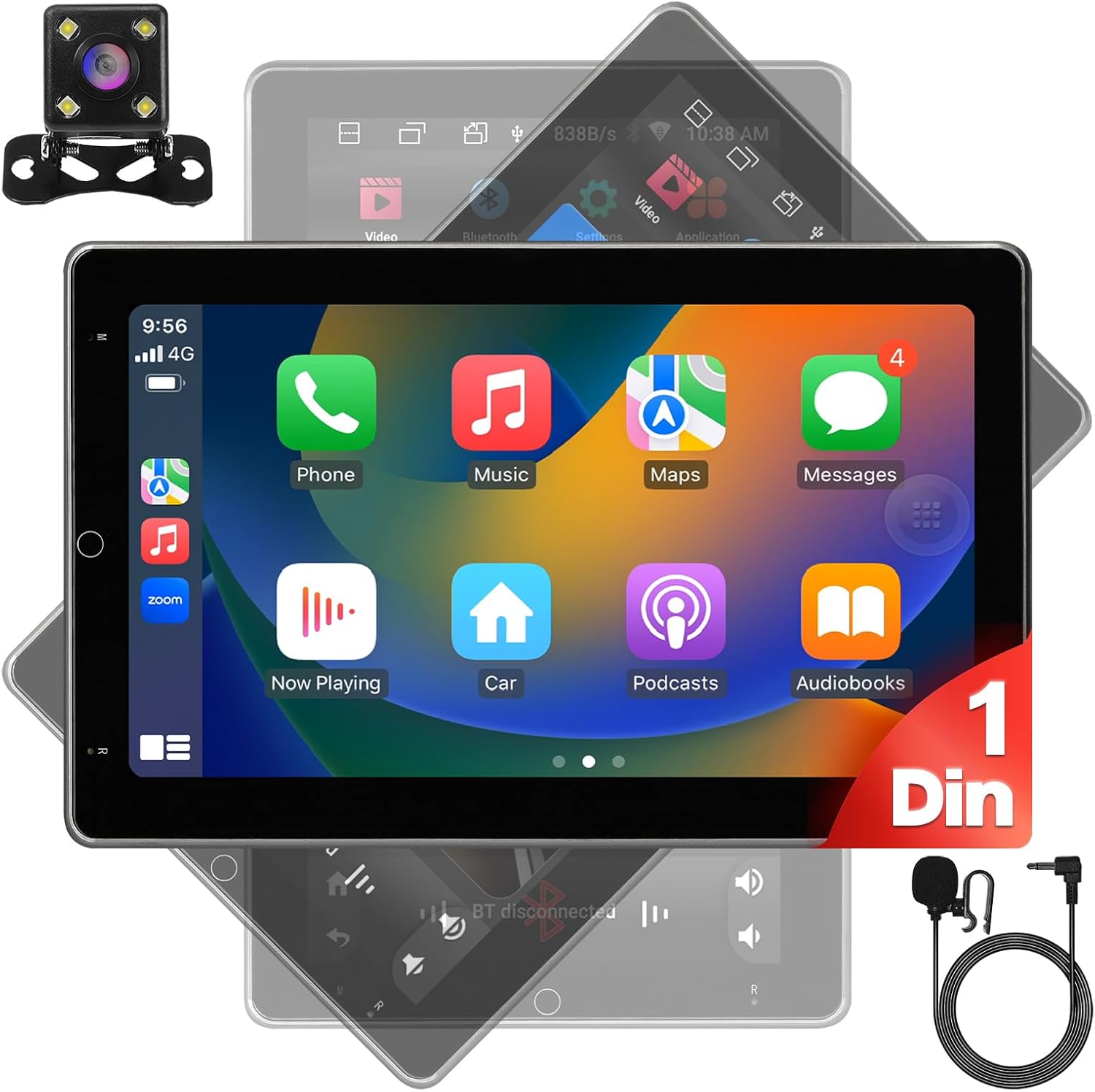 WENMENGDE10 inch IPS Full Touch 2+32GB Automatic Rotation Screen Android Car Radio Audio Video Stereo Player For Single Din With CarPlay Android Auto WiFi BT MirrorLink Split Screen PIP GPS Navigation