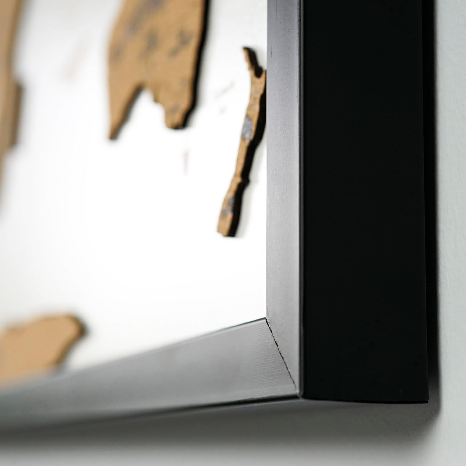 Framed White Cork World Map Wall Art – 36.6 x 24 inches – 1-Piece Design – Modern Travel Pin Board – Office & Home Decor