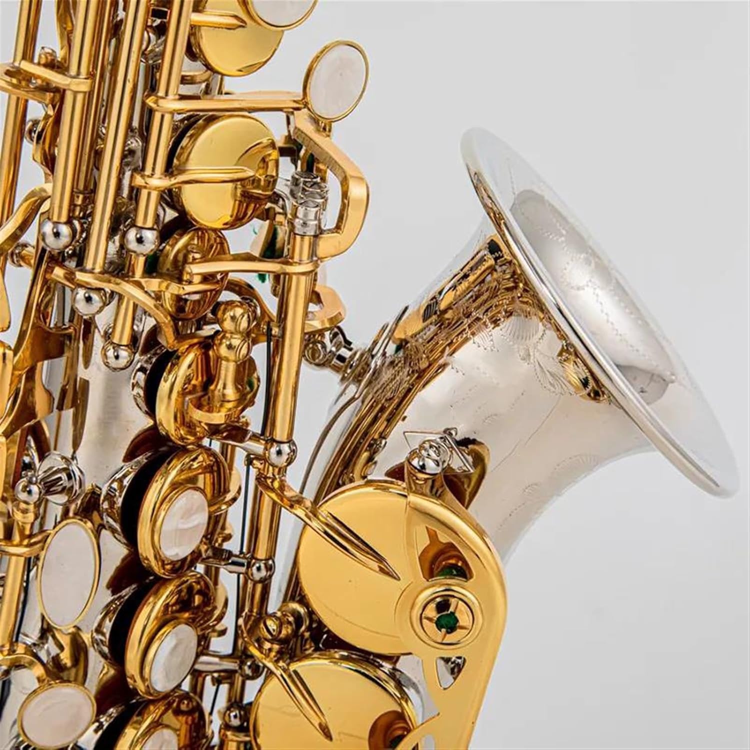 Bb Treble Saxophone Silver Plated A Golden Key Brass Professional Woodwind Instrument B Flat Sax