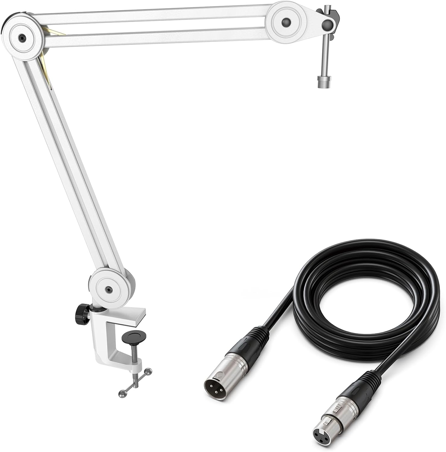 FIFINE Microphone Arm Stand and XLR Cable Set,Metal Heavy Duty Mic Stand with Desk Clamp, 5/8