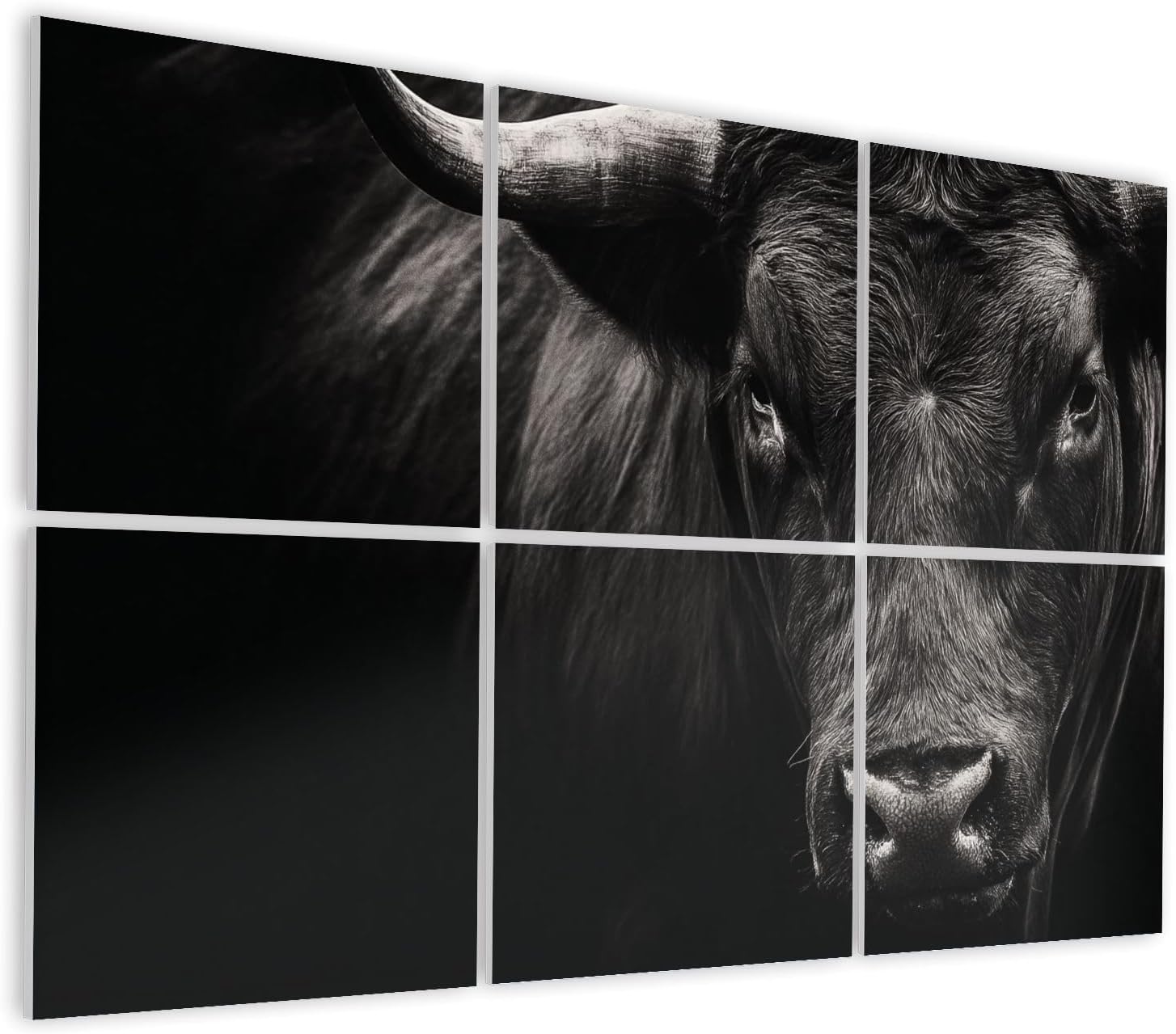 6 Pack Art Acoustic Panels Self Adhesive Big Black Angus bull closeup Decorative Soundproof Wall Panels Sound Absorbing Panel 48