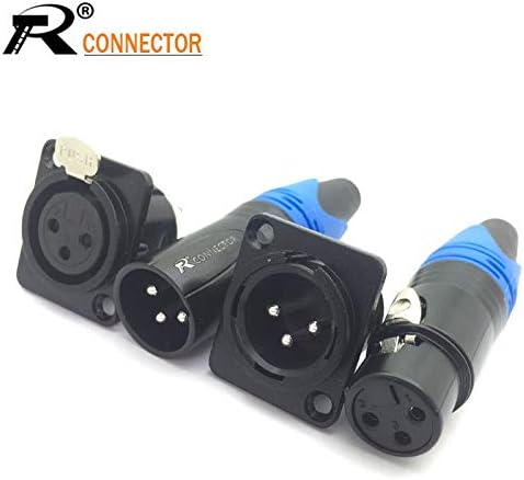 Davitu Electrical Equipments Supplies - 50Sets 3 Pin XLR Connector 50pcs Male+50pcs Female 3 Poles XLR Panle Mount Female/Male Plug Jack Socket Microphone MIC Adapter - (Color: Orange-M(50 Sets))