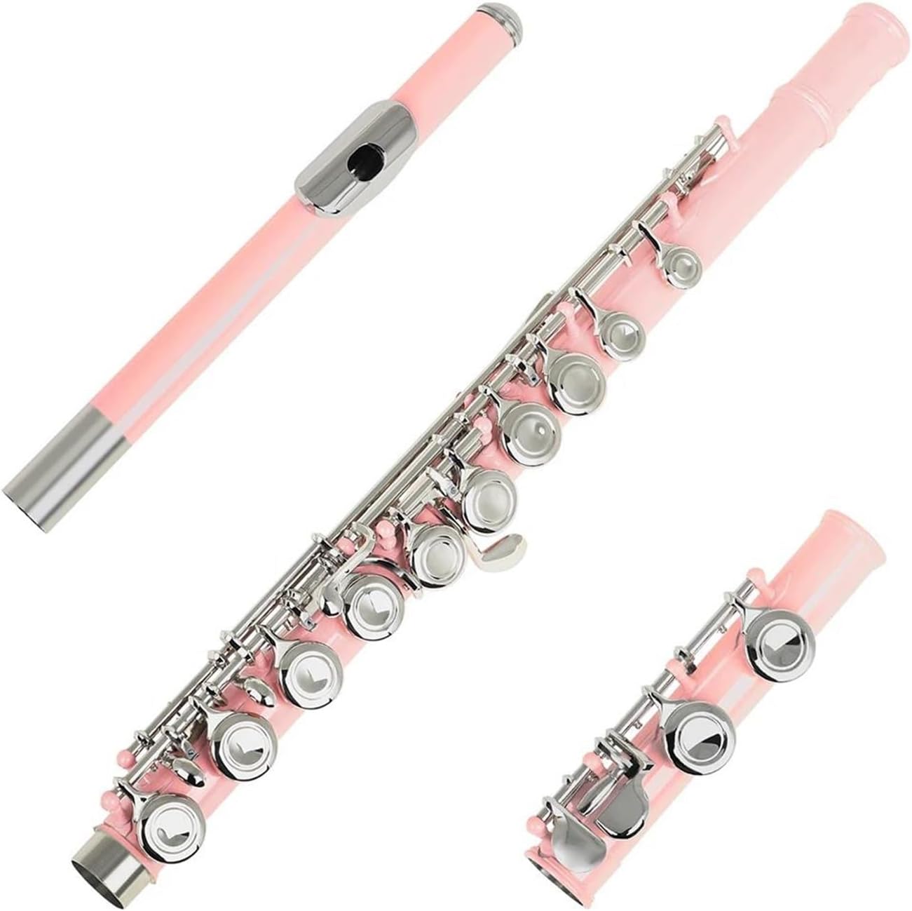 Professional Flute Instrument 16 Hole Closed C Key Professional Flute Colored Woodwind Instrument With Box(Pink)