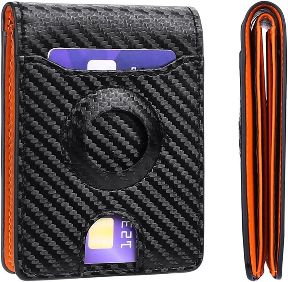 Men's Wallet Anti-Lost and Anti-Theft Card Holder RFID Slim Card Holder Mini Wallet Carbon Fiber Minimalism Money Clip (Color : E, Size : 11 * 8cm) (D 11 * 8cm)