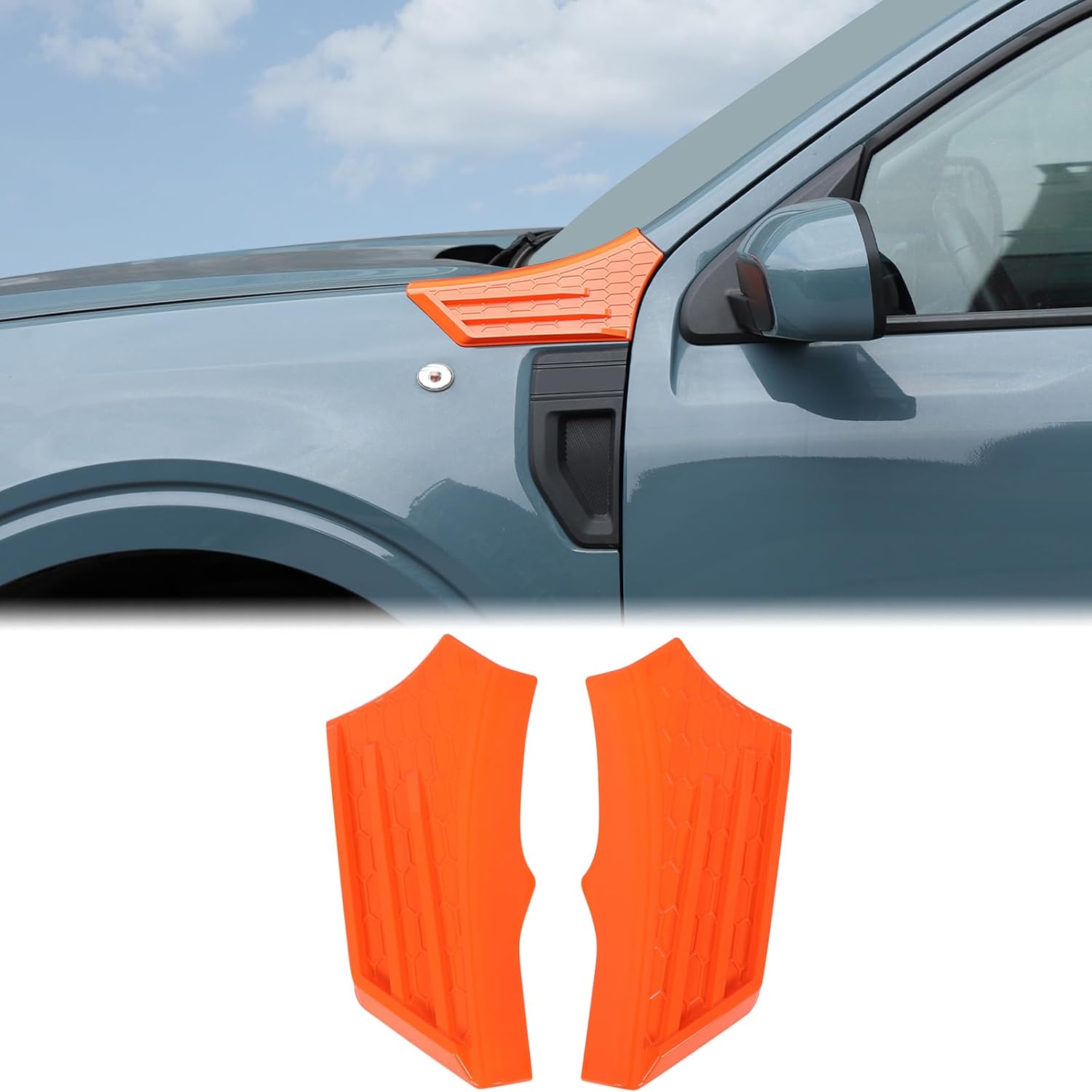 Aunginsy Upper Fender Air Vent Panel Cover Trim Compatible with Ford Maverick 2022-2025, Car Hood Left & Right Side Cowl Body Armor Corner Guards Engine Spoiler Decorator Overlay Cover ABS Accessories