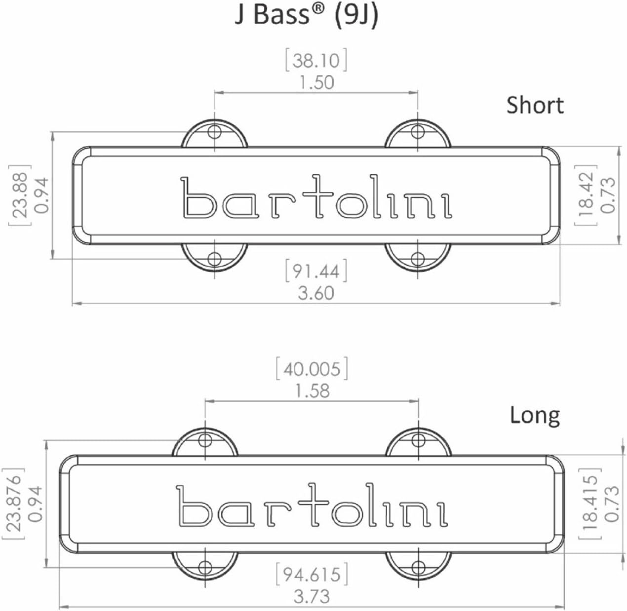 Bartolini 9J1 L/S Original Dual Coil 4-string J-Bass Pickup Set