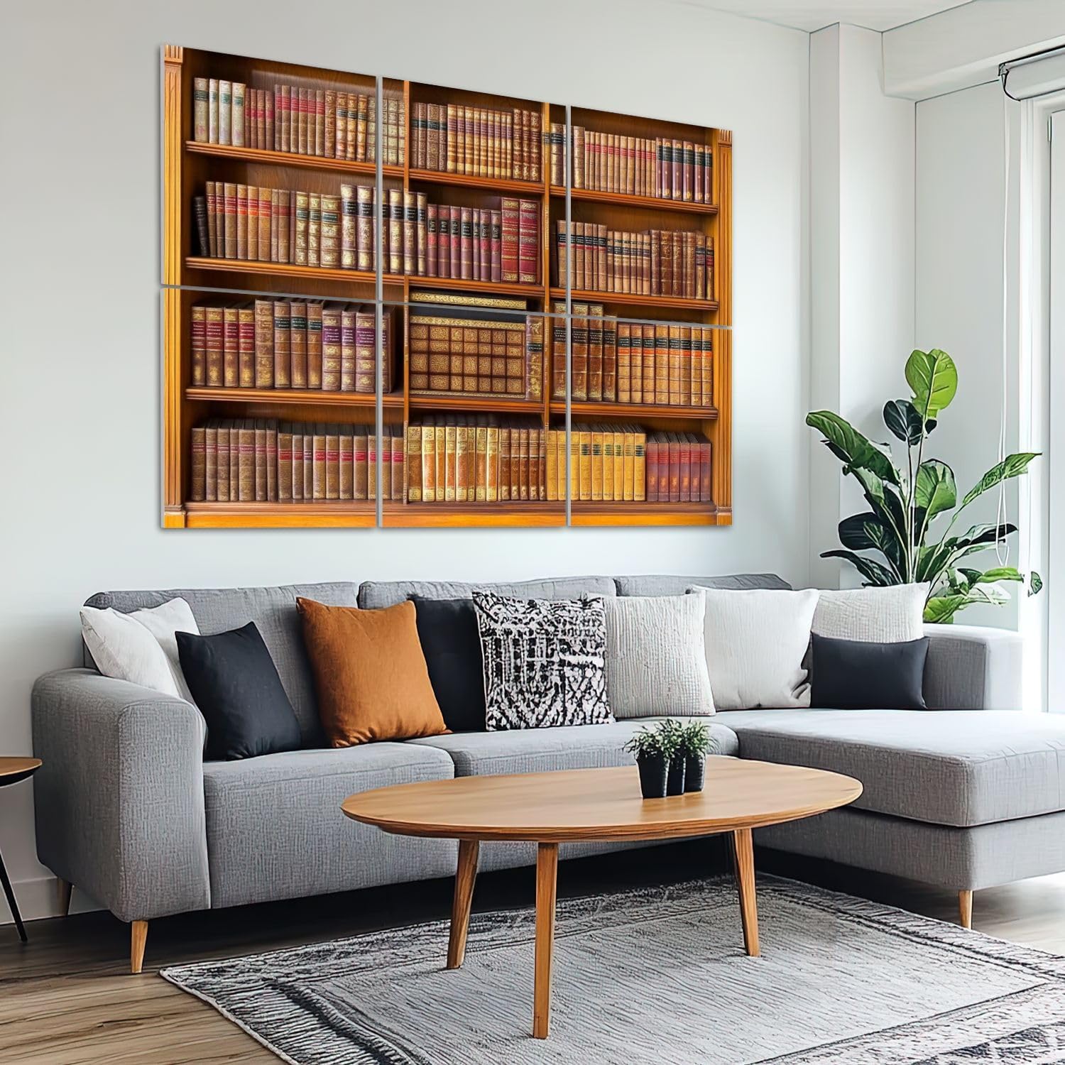 6 Pack Art Acoustic Panels Sound Absorbing Brown Vintage Library Learning Education Study Bookcase Academic Decorative Soundproof Wall Panels Self Adhesive for Recording Studios Office 72