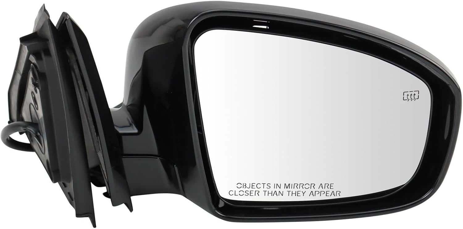 TRQ Passenger Side Mirror Assembly Power Heated Power Folding Smooth Black Paint to Match Compatible with 2013 Infiniti JX35 2014-2015 QX60