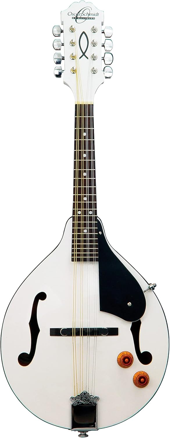 Oscar Schmidt OM10EWH-A Bluegrass Mandolin with Pre Amp, White