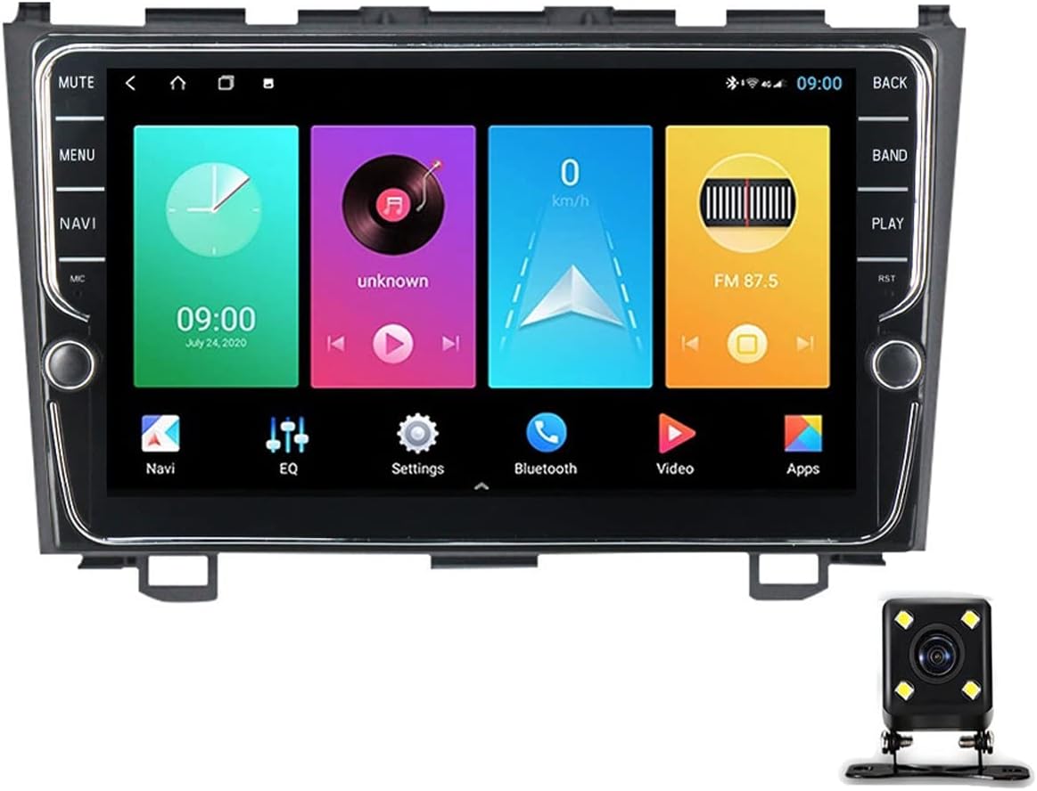 Double Din Car Stereo with Bluetooth 5.0, 9 Inch Car Multimedia Receiver for Honda CR-V CRV 2006-2012 Car Audio MP5 Player with Backup Camera/Steering Wheel Control/Carplay/DSP,K100s 1g+16g