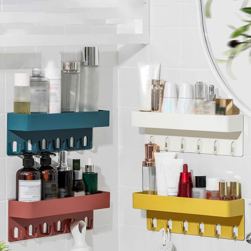 VIDI Bathroom Shelf Punch-Free Seamless Rack with Hooks Storage On Wall Firmly adsorbed Surfaces 19X19X28cm