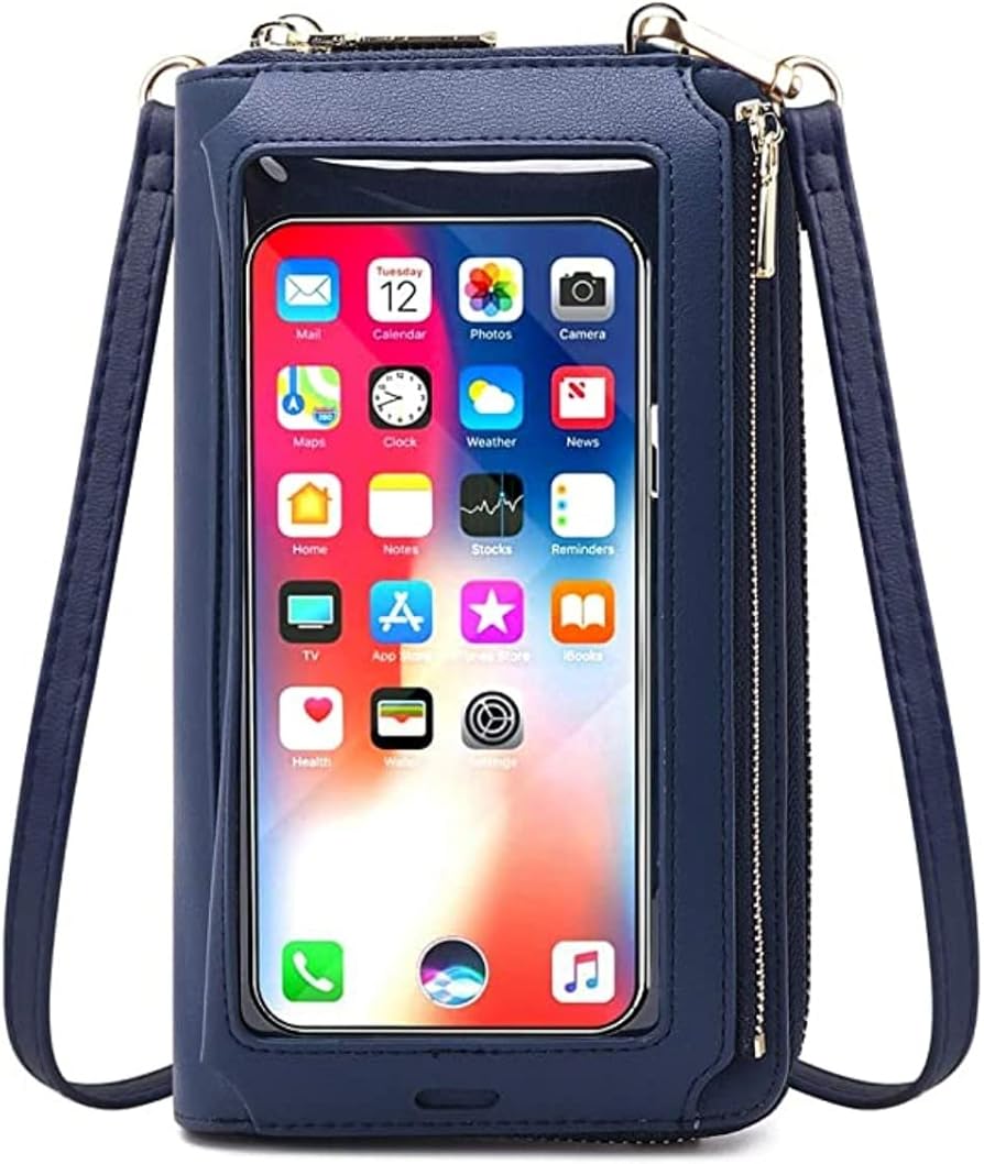 RFID Blocking Touch Screen Phone Bag Genuine Leather Small Crossbody Shoulder Handbag Wristlet Gift Box Gifts for Woman