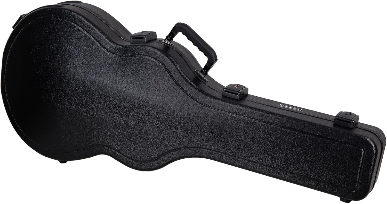 Crossrock Scratch-resistant Hardshell Case for 335 Style 6 Strings Semi-Hollow Electric Guitars, with TSA Lock, Interior Compartment -Black (CRA980SABK)