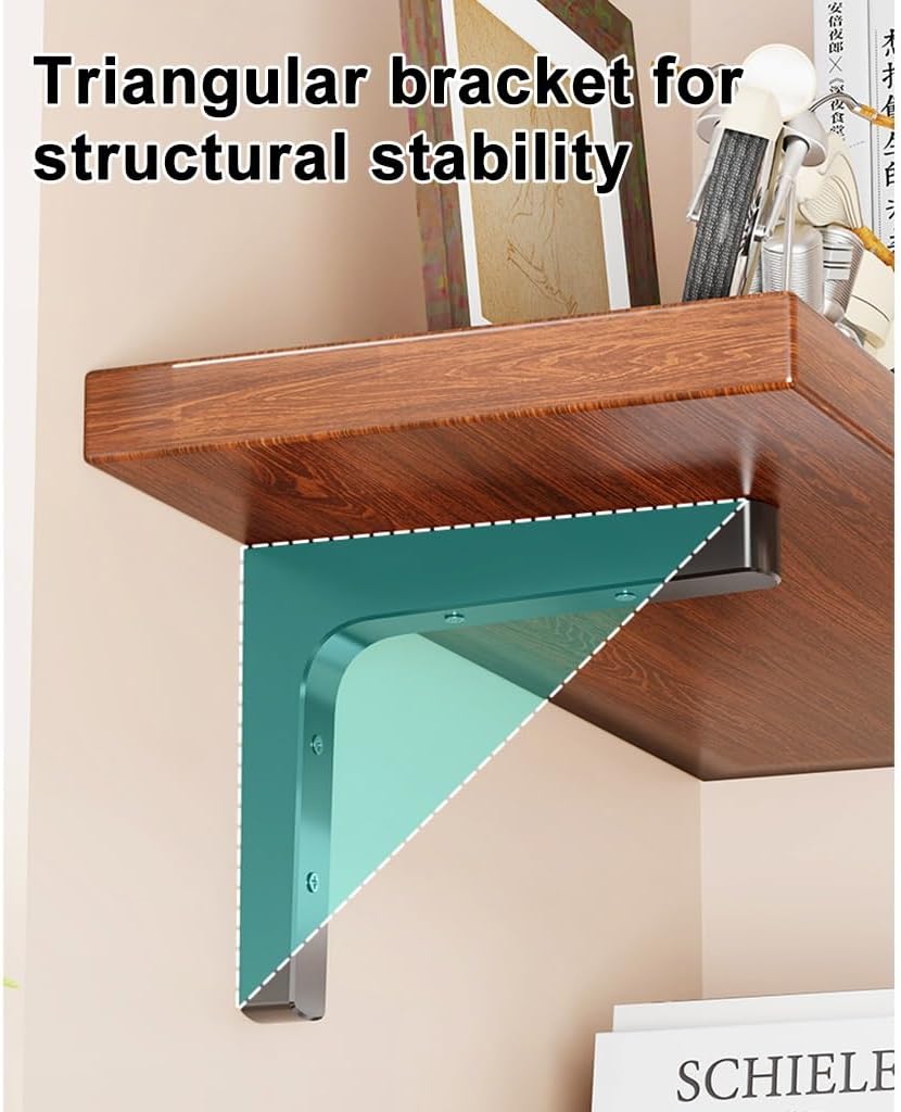 Bookshelf Wall Storage Rack Corner Triangle Shelveing Unit,Rustic Wood Wall Storage Display Shelves for Living Room Bedroom Kitchen (Original Wood 2 Tier)