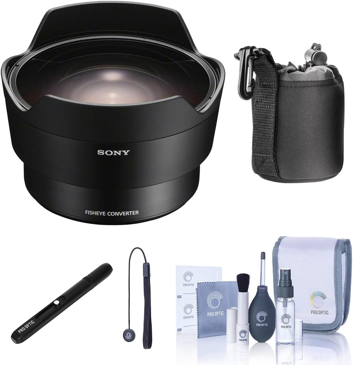 Sony Fisheye Conversion Lens for FE 28mm F2 - Bundle with Lens Pouch, Lens Cleaner, Cleaning Kit, Capleash II