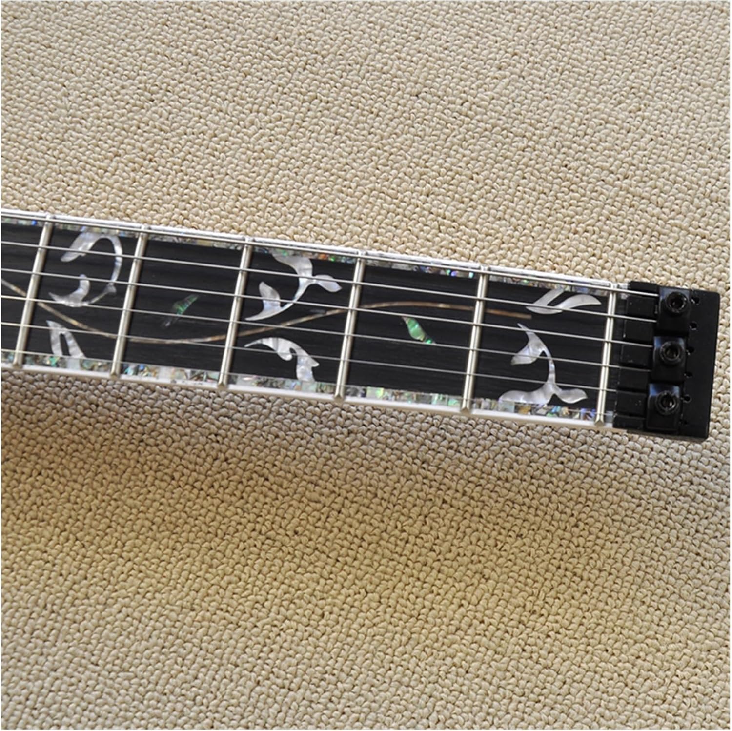 VENEKA Headless Electric Guitar Easy to Carry Red 39 Inches Headless Electric Guitar with Basswood Body Rosewood Fretboard