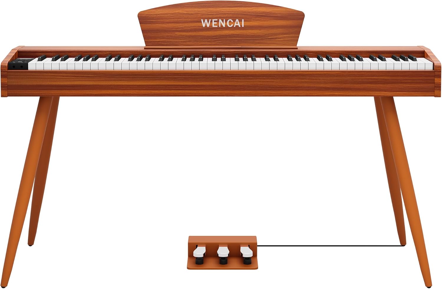 WENCAI 88 Key Fully Weighted Electric Piano Keyboard Hammer Action Full-size Digital Pianos for Beginner Professional Wooden Upright Piano with Sheet Music Stand Triple Pedal Supports USB-MIDI Orange